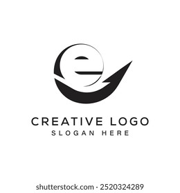 Abstract letter e arrow logo simple design