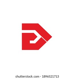 abstract letter e arrow simple geometric logo vector