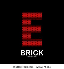 Abstract letter e with brick vector logo template. Suitable for business, web, corporate, building and art logotype. Also, use for growth and brick symbol