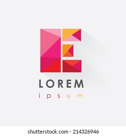 abstract letter e colorful logo design element for business in low poly style isolated on white background-company name and tag line