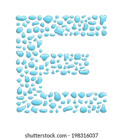 abstract letter e created with water drops