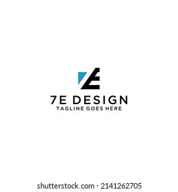 Abstract letter e design logo with geometric shapes modern minimalist branding