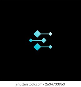 Abstract letter E digital or Tech E logo concept vector icon