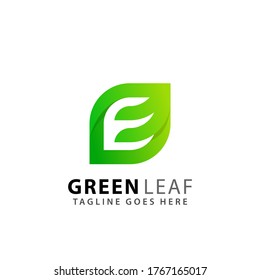 Abstract Letter E Eco Leaf Logos Design Vector Illustration Template
