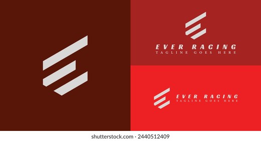 Abstract Letter E or EE logo with three fast speed lines in silver color isolated on multiple background colors. The logo is applied for the car racing sport team logo design inspiration template