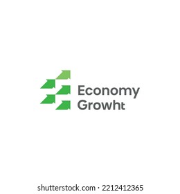 Abstract Letter E with growth arrows economy finance grow logo design concept