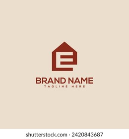 Abstract letter E Home logo element vector template.