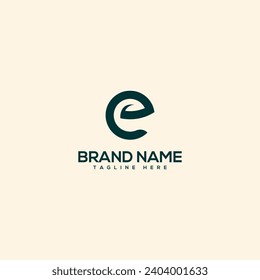 Abstract letter E and leaf logo. Flat vector logo design template element.