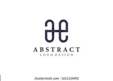 Abstract Letter A and E Line Linked Logo. Flat Vector Logo Design Template Element