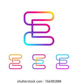 Abstract Letter E Line Monogram Colorful loops logotype, Circle shape, swirl spiral infinity logo symbol, Technology and digital connection