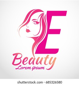 Abstract letter E logo, Beauty salon vector logo template