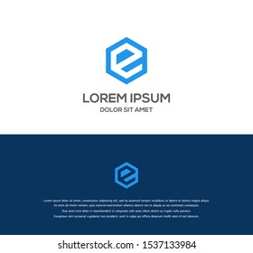Abstract letter E logo design template. creative hexagon sign. Universal vector icon.