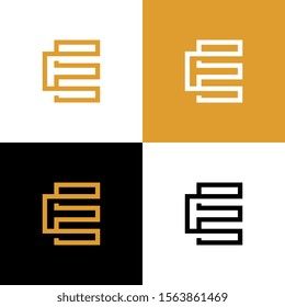 Abstract letter E logo design template elements, gold color vector illustration