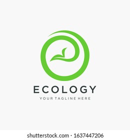 abstract Letter E logo design with leaf and swoosh concept.  natural beauty skincare logo vector.