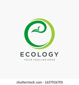 abstract Letter E logo design with leaf and swoosh concept.  natural beauty skincare logo vector.