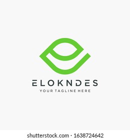 abstract Letter E logo design with leaf concept.  natural beauty skincare logo vector.