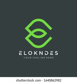 abstract Letter E logo design with leaf concept.  natural beauty skincare logo vector.