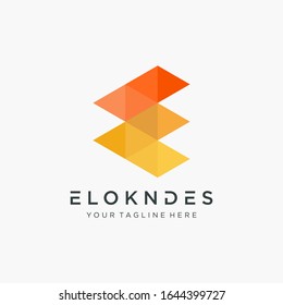abstract letter E  logo design. with colorful triangle. technology digital concept - Vector