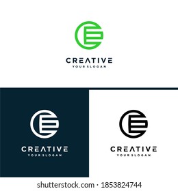 Abstract letter E logo design template, fast speed moving water quick energy technology icon