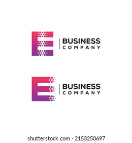 Abstract Letter E Logo design with Pixels Hexagon Shape for Technology and Digital Business Company