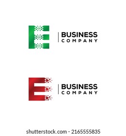 Abstract Letter E Logo design with Triangles Arrow Moving Forward for Financial Logistics Company
