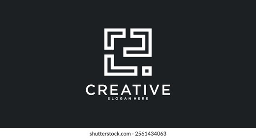 Abstract letter E logo design with line style