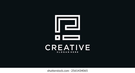 Abstract letter E logo design with line style