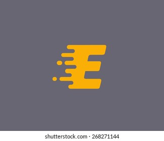 Abstract letter E logo design template.  Dynamic vector unusual font. Universal fast speed fire moving water quick energy drop icon.