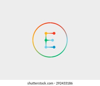 Abstract letter E logo design template. Colorful lined creative sign. Universal vector icon.