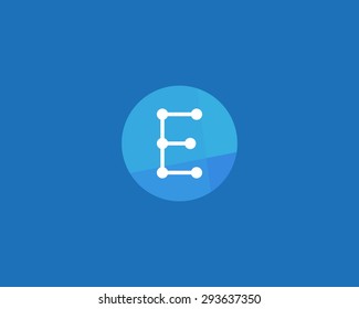 Abstract letter E logo design template. Dot, line, color creative sign. Universal vector icon.