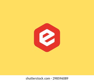 Abstract letter E logo design template. Colorful creative hexagon sign. Universal vector icon.