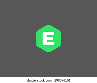 Abstract letter E logo design template. Colorful creative hexagon sign. Universal vector icon.