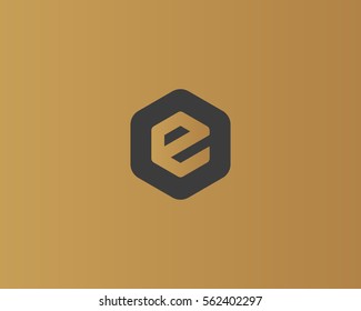Abstract letter E logo design template. Creative hexagon sign mark. Universal vector icon logotype.