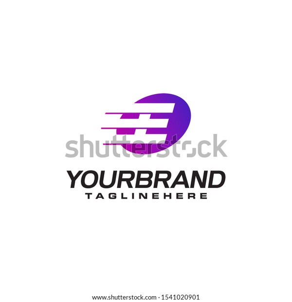 Abstract letter E logo with fast speed\
lines fast speed moving delivery concept\
design