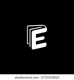 Abstrakter Buchstabe E-Logo aus gestapelten Büchern. Einzigartiges geometrisches Vektordesign für Architekturschulen, Designstudios und Bauingenieurbüros.