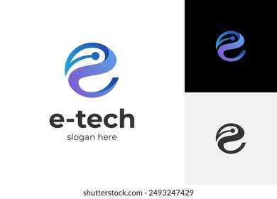 abstract letter e logo icon design, gradient letter e logo for technology brand identity symbol vector illustration