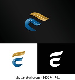 abstract letter e logo in modern style and colorful, letter E 3d logo vector 