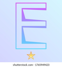 Logo de la letra abstracta E con estrella. Ilustración vectorial.
