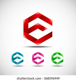 Abstract letter E logo,vector origami design template elements