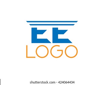 Abstract letter e. e lovely logo design template. Vector letter logo with orange and blue color.