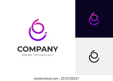 abstract letter e modern logo icon design gradient style line shape symbol for technology brand identity