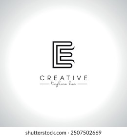 Abstract Letter E Monogram Artistic Line Logo Design. Initial Vector Template.