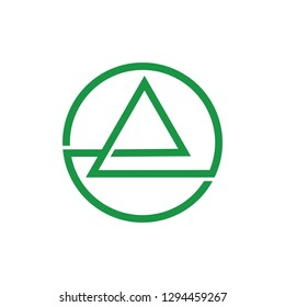 abstract letter e overlapping line triangle circle logo