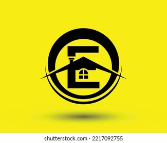 Abstract letter E with real estate logo Premium Vector