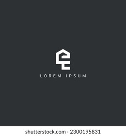 Abstract letter E real estate house logo design vector element.