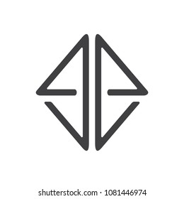 abstract letter e square line art logo vector