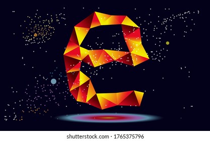 abstract letter E in the style of polygonal graphics