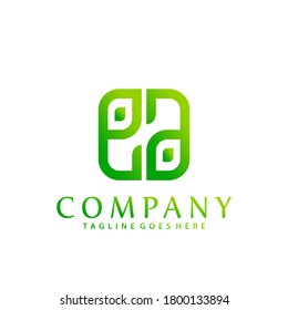 Abstract Letter EA Leaves Square Company Logos Design Vector Illustration Template
