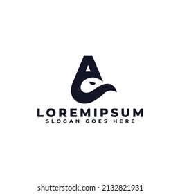 abstract letter A eagle head logo. seagull logo