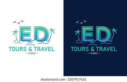 Abstract Letter ED DE With Travel Logo Design. Initial Summer Travel Logo Icon Vector